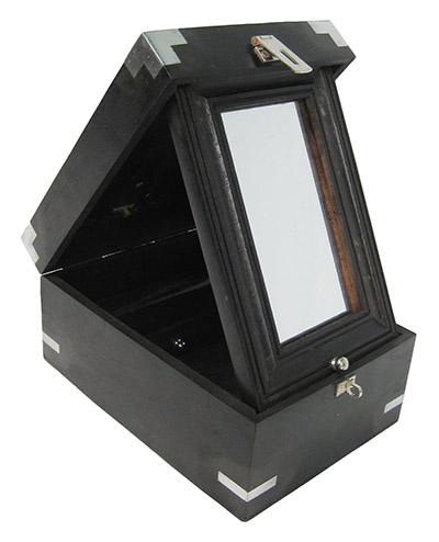 Make Up Box With Internal Mirror Black - Click Image to Close
